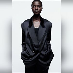 H&M Oversized Black Double-Breasted Women's Blazer
